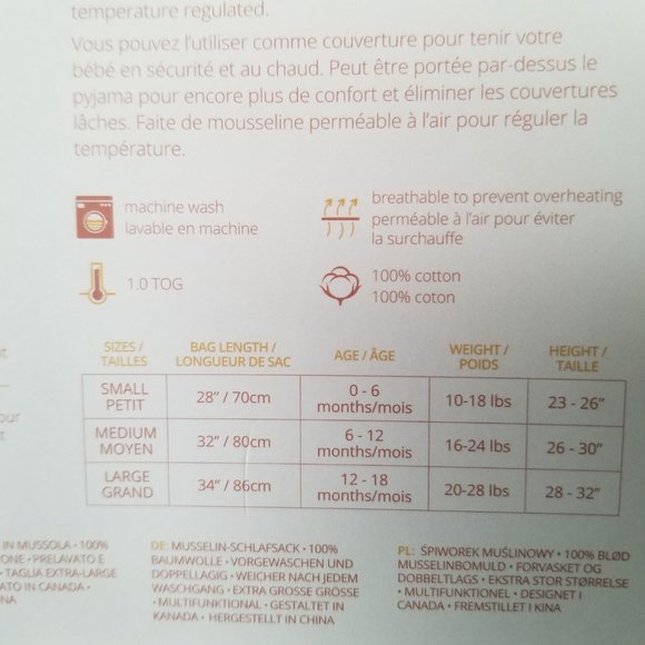 Lulujo Baby Muslin Sleep Sack - Ballet Slipper (S) - Picture 4 of 5